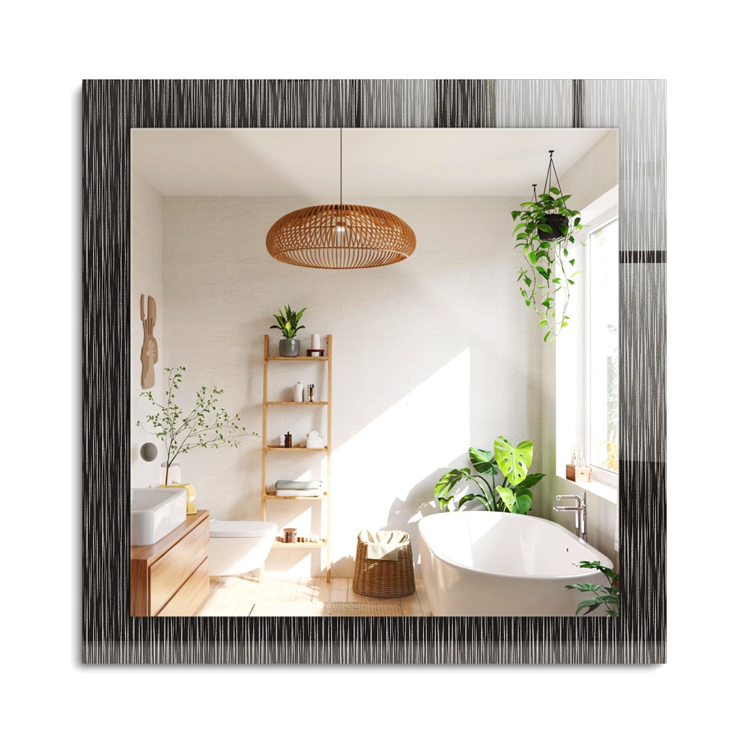 Grand miroir de design rectangulaire en verre imprimé haut de gamme 60x60