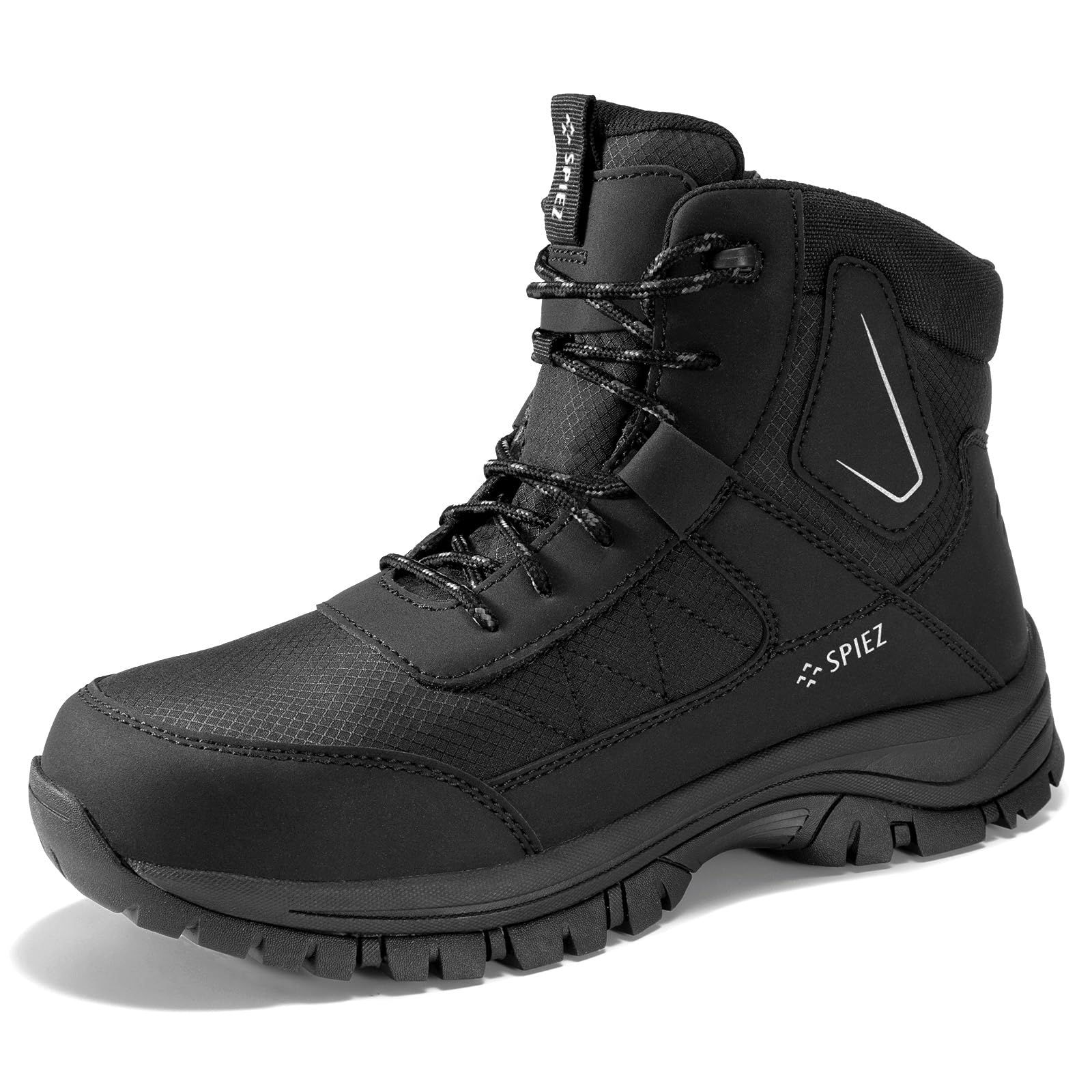SPIEZ S3 Chaussures de Sécurité Hommes – Bottes avec Embout Acier, Imperméables, Kevlar Anti-Perforation, SRC Antidérapantes & Antistatiques Chaussures de Travail Chantier & Industrie, Noir EU 40-46