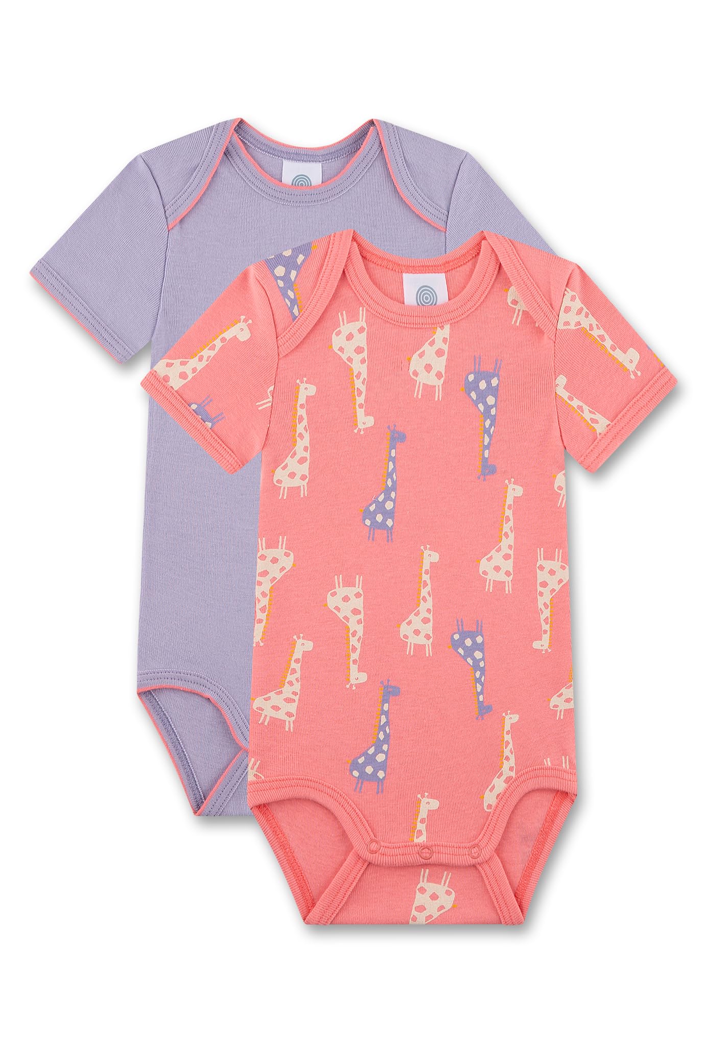 Sanetta Baby-Body kurzarm (Doppelpack) lila & rosa Giraffe | Hochwertiger und nachhaltiger Body für Mädchen aus Bio-Baumwolle. Inhalt: 2er Set Baby Body