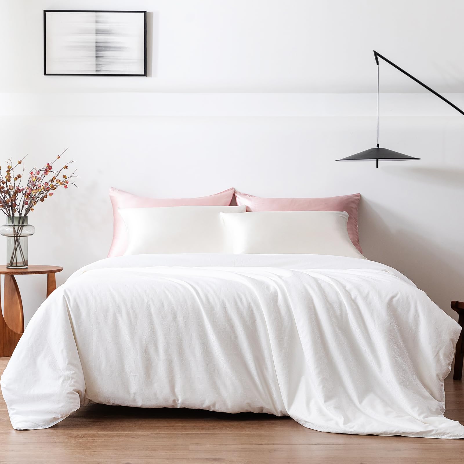 THXSILK Lightweight Pure Mulberry Silk Comforter, Grade 7A Long Strand Silk Filling with 100% Cotton Cover, Ultra Soft Breathable, Queen Size 87in x 91in/220cm x 230cm, Weight 1.65lb/0.75kg