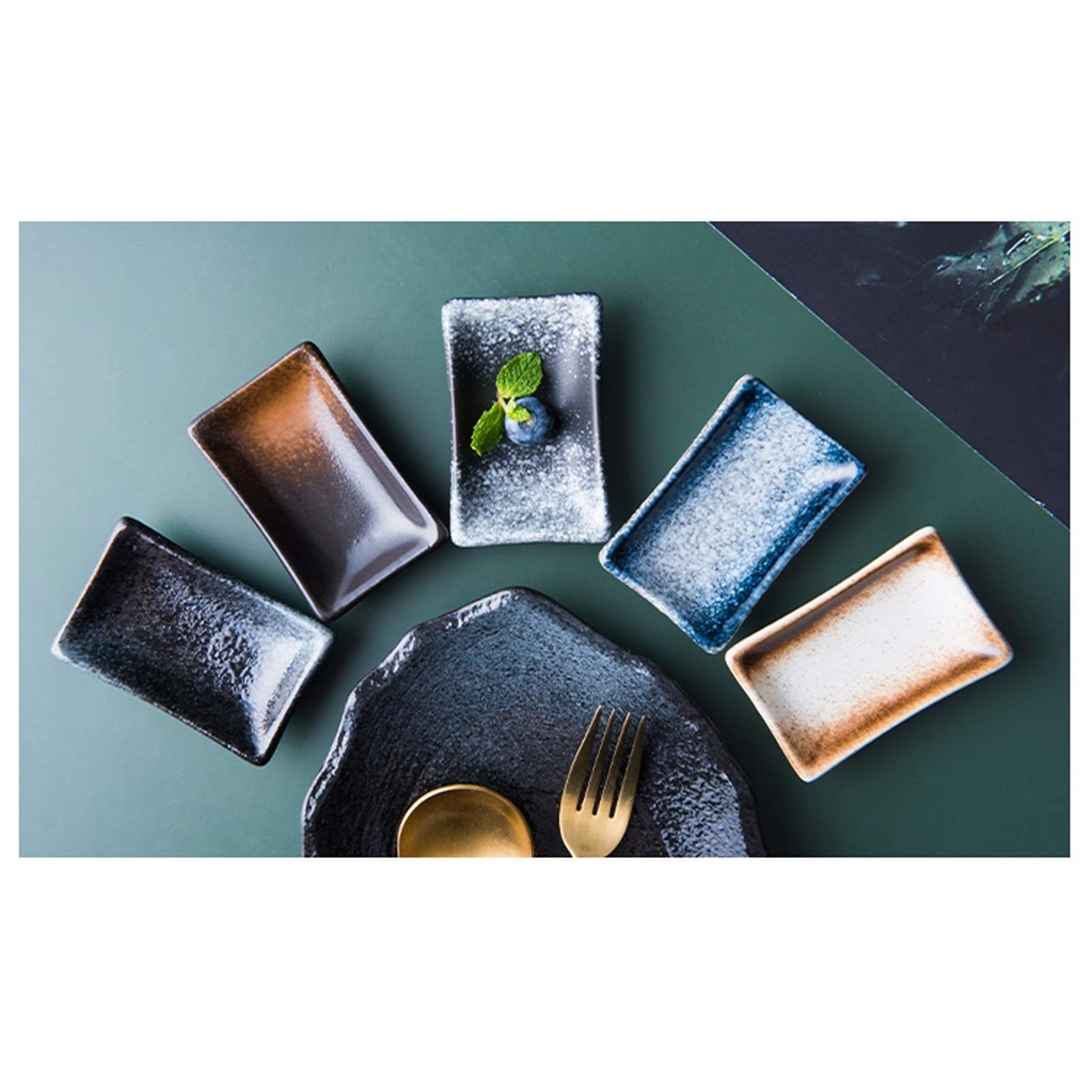 assiette snack 5 pack Sauce de style japonais - DIP Bols Côté Plaque Plats plats en céramique Mini Ramekin Idéal pour Sauce de soja, Ketchup, Assaisonnement plateau snack