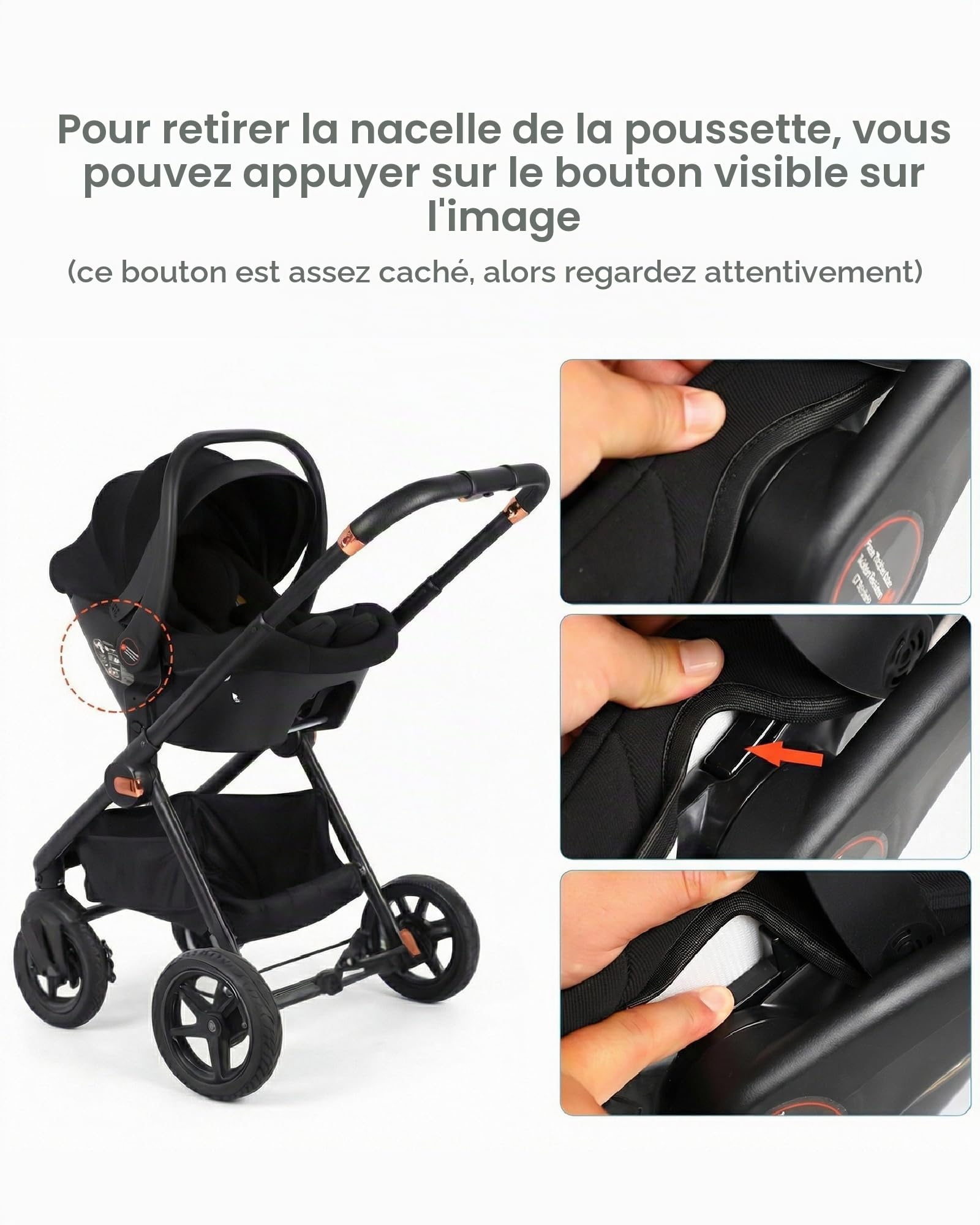 Siège Auto, Multifonction, de 0 à 13 kg, Groupe 0+, 40 à 85 cm, ISOFIX, base incluse, Système de Voyage, 3.3kg, noir