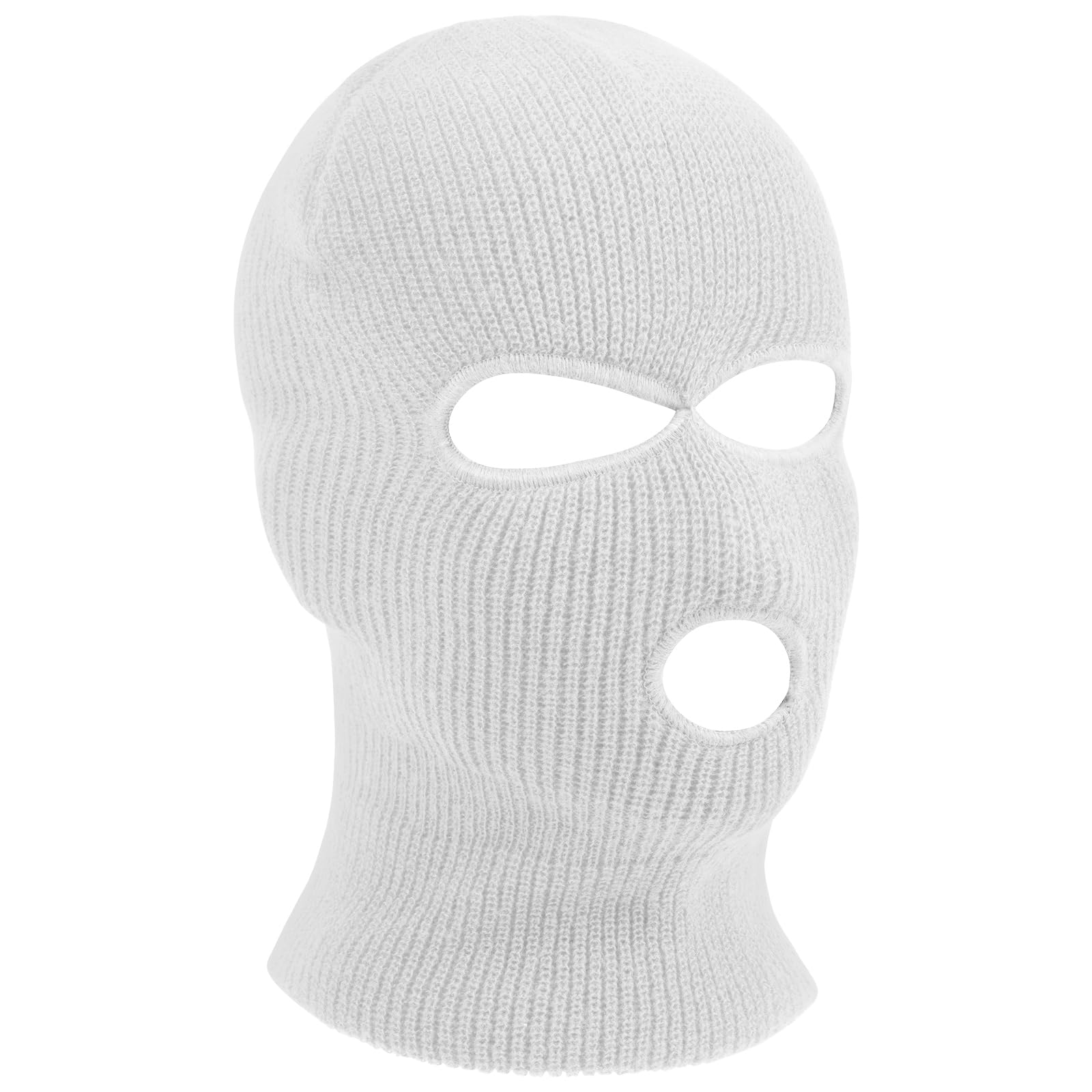 HAGOT 1PCS Balaclava, 3-Loch Sturmmaske, Gestrickte Sturmhaube, Skimütze für Motorrad und Fahrrad, Multifunktionsmaske, Weiß