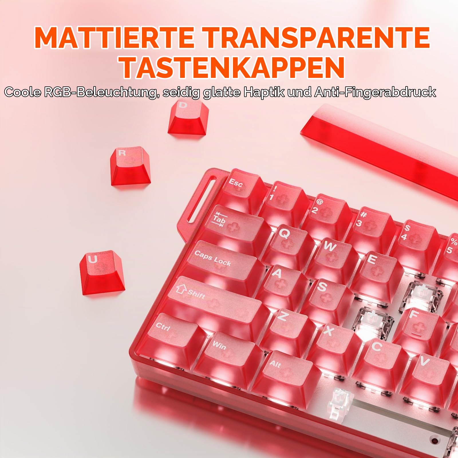 DAREU COOL60 8K Hz Rapid Trigger Magnetic Gaming Tastatur, 60% Wired Tastatur mit Halbtransparent Tastenkappen, 15 RGB Modes, 0,01mm RT-Genauigkeit, Einstellbare Betätigung, für PC/Mac(Rot)