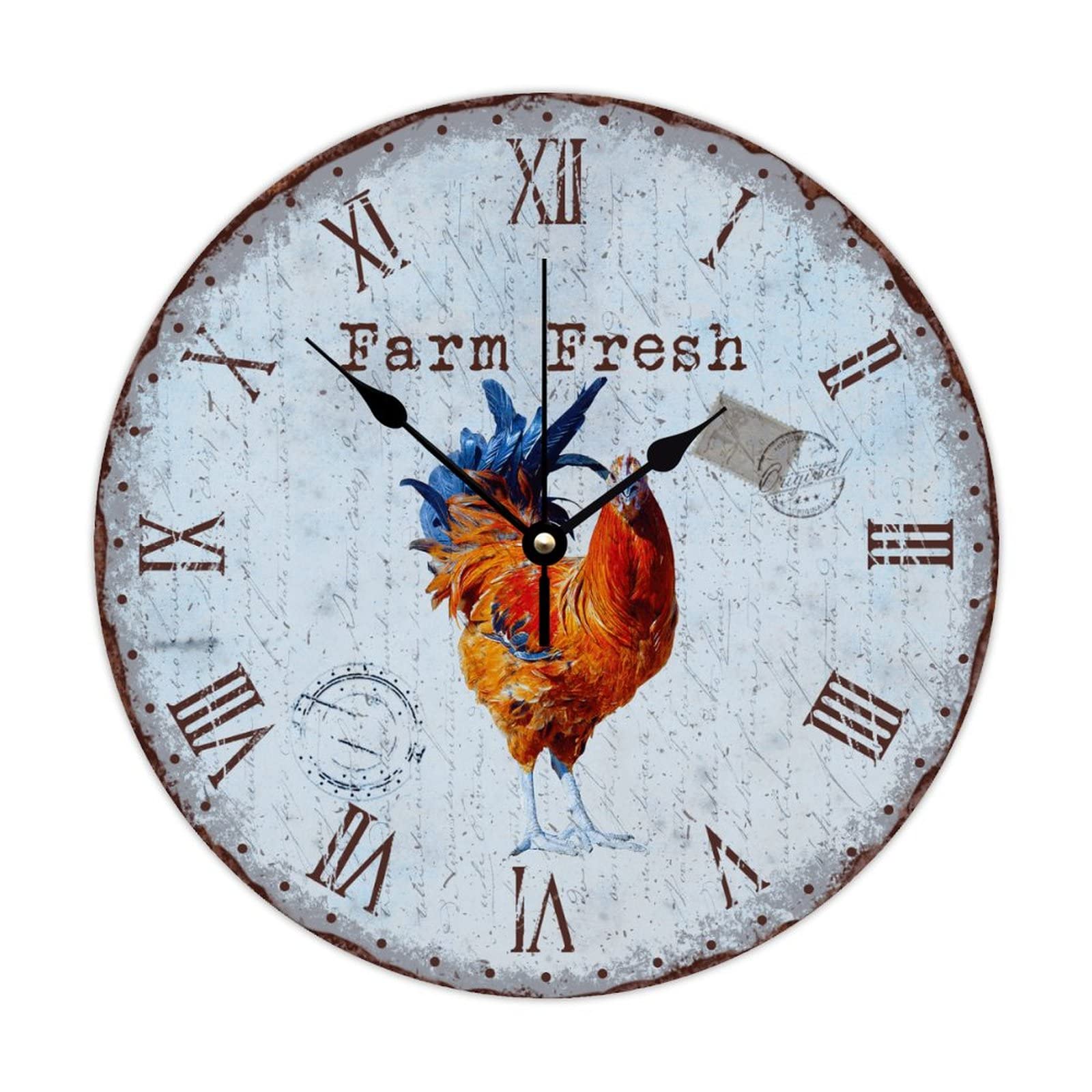 Horloges en forme de coq rétro en bois pour cuisine et grand salon 38cm