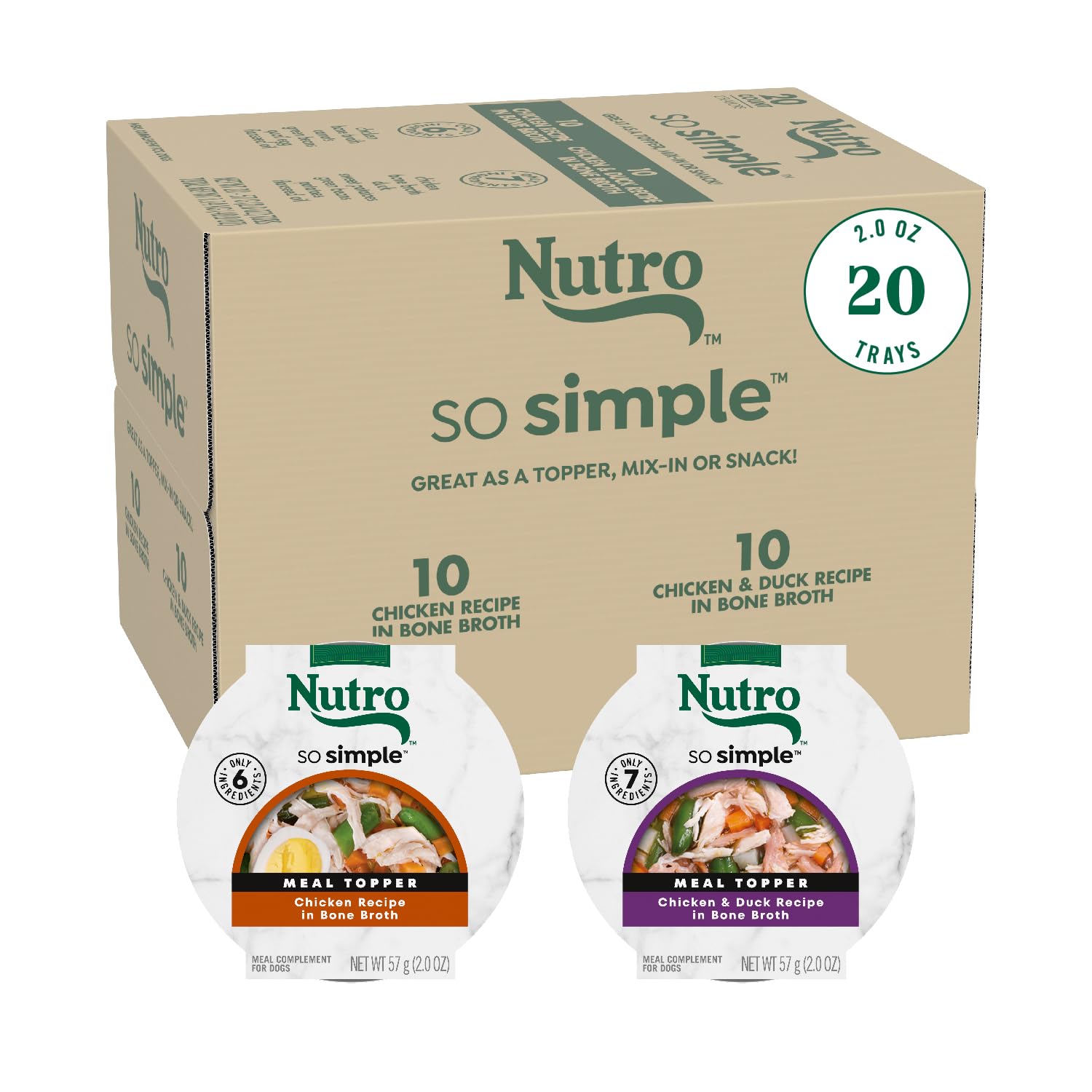Nutro So Simple Wet Dog Food Topper, Chicken &amp; Duck, 2 oz, 20 Count