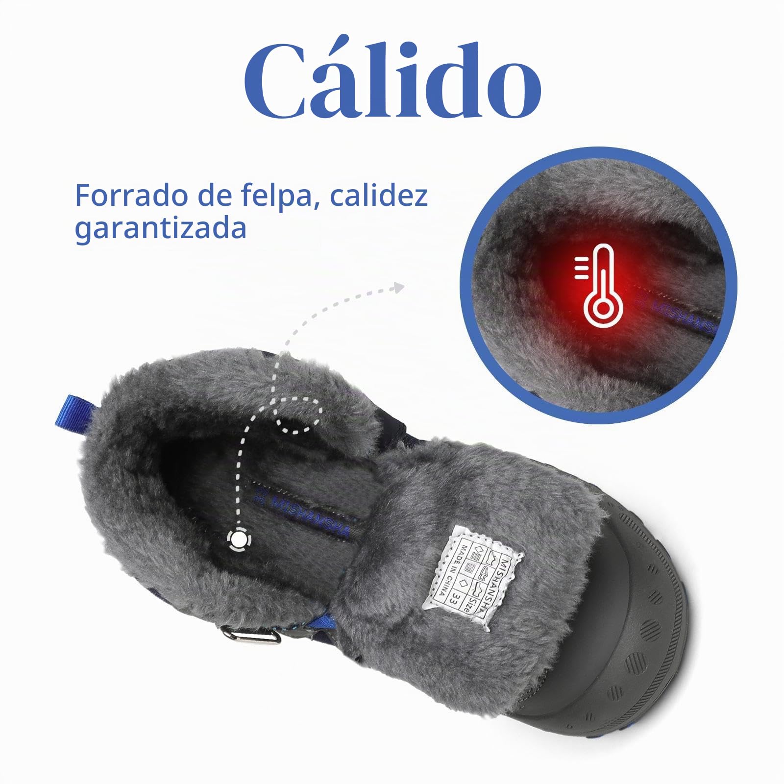 Mishansha Botas de Nieve Niño Botas Antideslizantes, Azul 25 | Forro cálido, cierre de autollenado, puntera reforzada, suela con dibujo, colegio, paseos, nieve