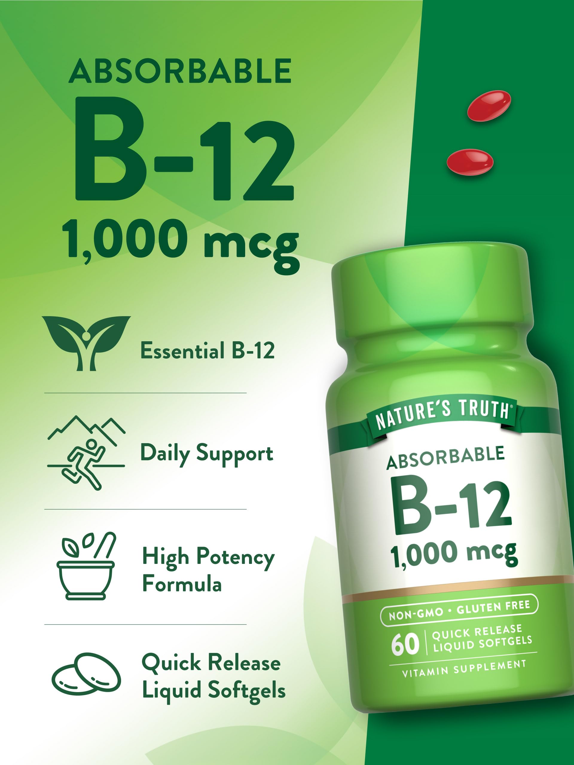 Nature's Truth Vitamin B12 | 1000 mcg | 60 Softgels — Amazon image 5