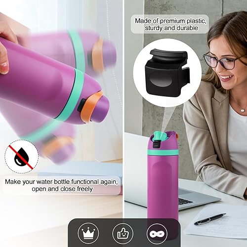 Miniatura 6 de 4 botones de repuesto compatibles con Owala FreeSip de 24 onzas, 32 onzas, tapa de botella de agua sin BPA, interruptor de presión superior, tapón