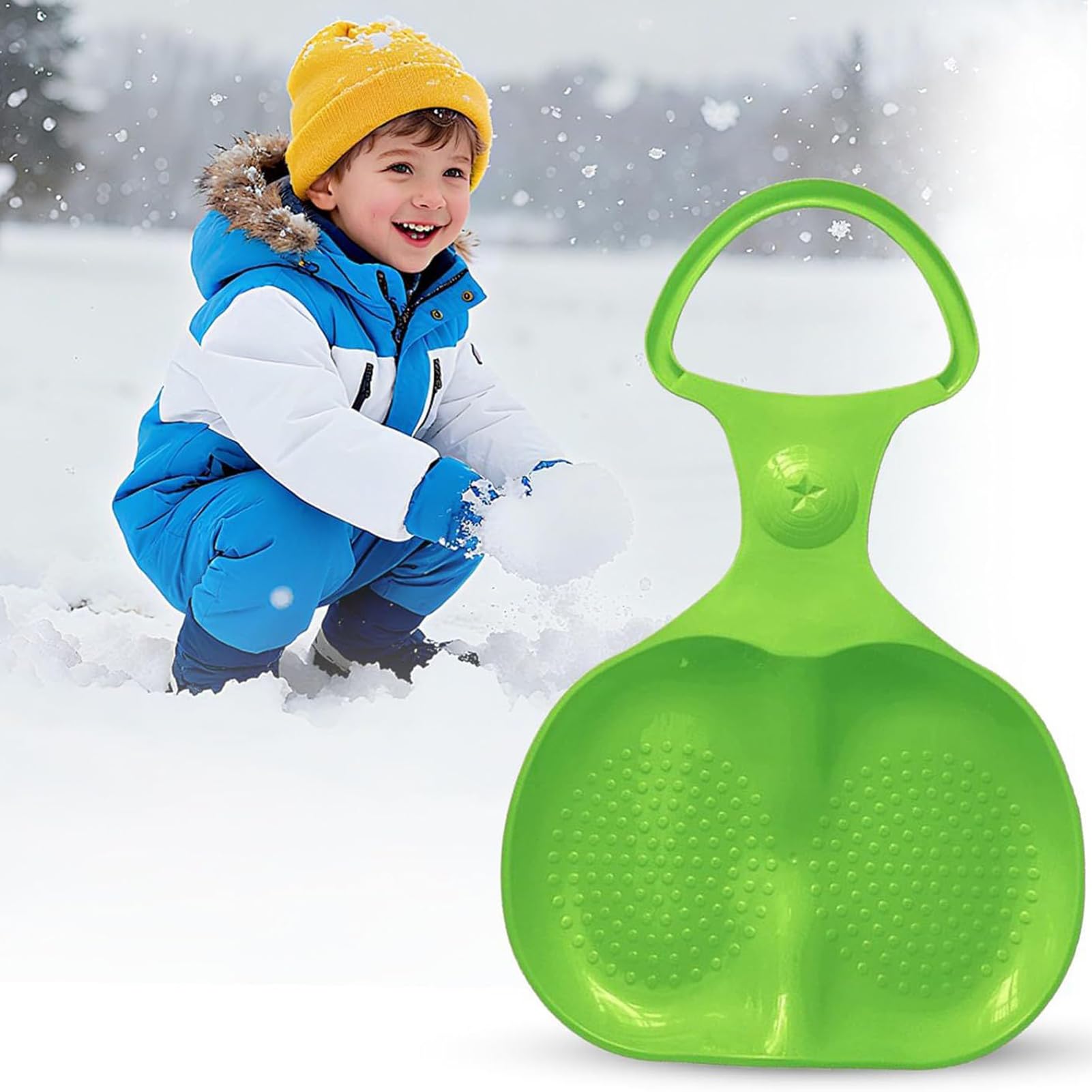Luge à neige - Race à neige portable, fournitures de traîneau d'hiver en plein air, pelle à neige à poignée portable, traîneaux à neige pour l'école arrière-cour famille adultes adolescents visiteurs