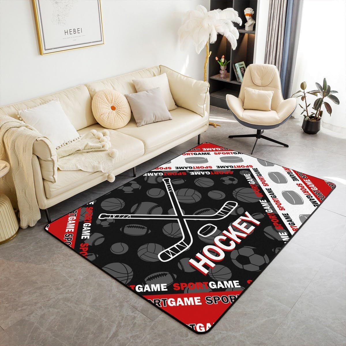 Castle Fairy Green Golf Area Rug Cartoon Balls Sports Themed Indoor Floor Mat for Kids Teens Adults Hippie Words Lines Graffiti Decor Non Slip Rug for Bedroom Bedside Party 100cm X 150cm X 1cm