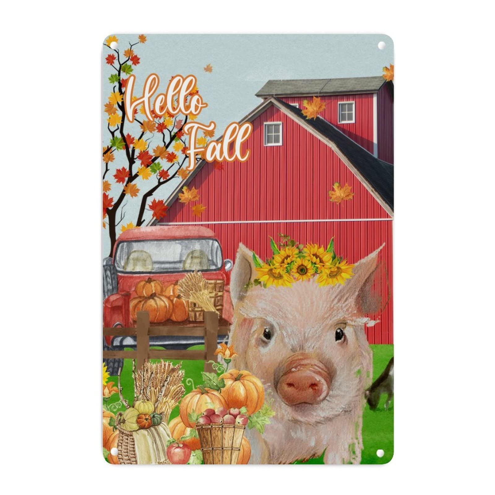 Panneau en métal Hello Fall grand format pour relooker un mur