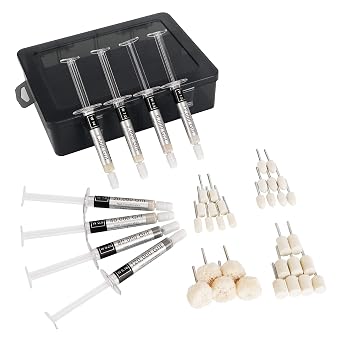 Tryuunion 40 Pcs Diamond Paste Polishing Kit with 32 Grinding Buffing Bits, 8 Oil Based Lapping Compound 1,500- Ultra Fine 120,000 Grit with Box for Metal/Coin/Stone/Jewelry/Ring Polishing