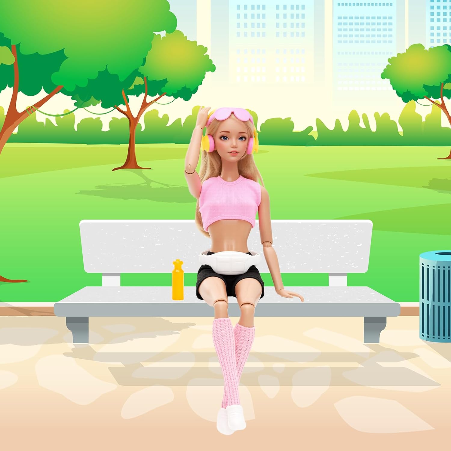 26 PCS Doll Clothes and Accessories Rollerskating Set with Skates, Helmet, Sun Hat Swimsuit Hoodies Fashion Top and Pants Stockings Dolls Bag Shoes Headset Glasses for 11.5 Inch Girls Doll
