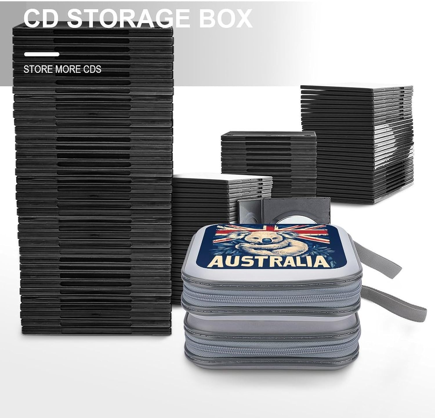 Koalas Australian Flag Flowers Protective CD Case Storage Rack 40 Capacity DVD Holder Organizer Car Travel