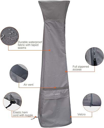 Miniatura 3 de Ouside - Funda impermeable para calentador de patio, con cremallera, 89 pulgadas de alto, resistente a los rayos UV, 600D a prueba de rasgaduras,