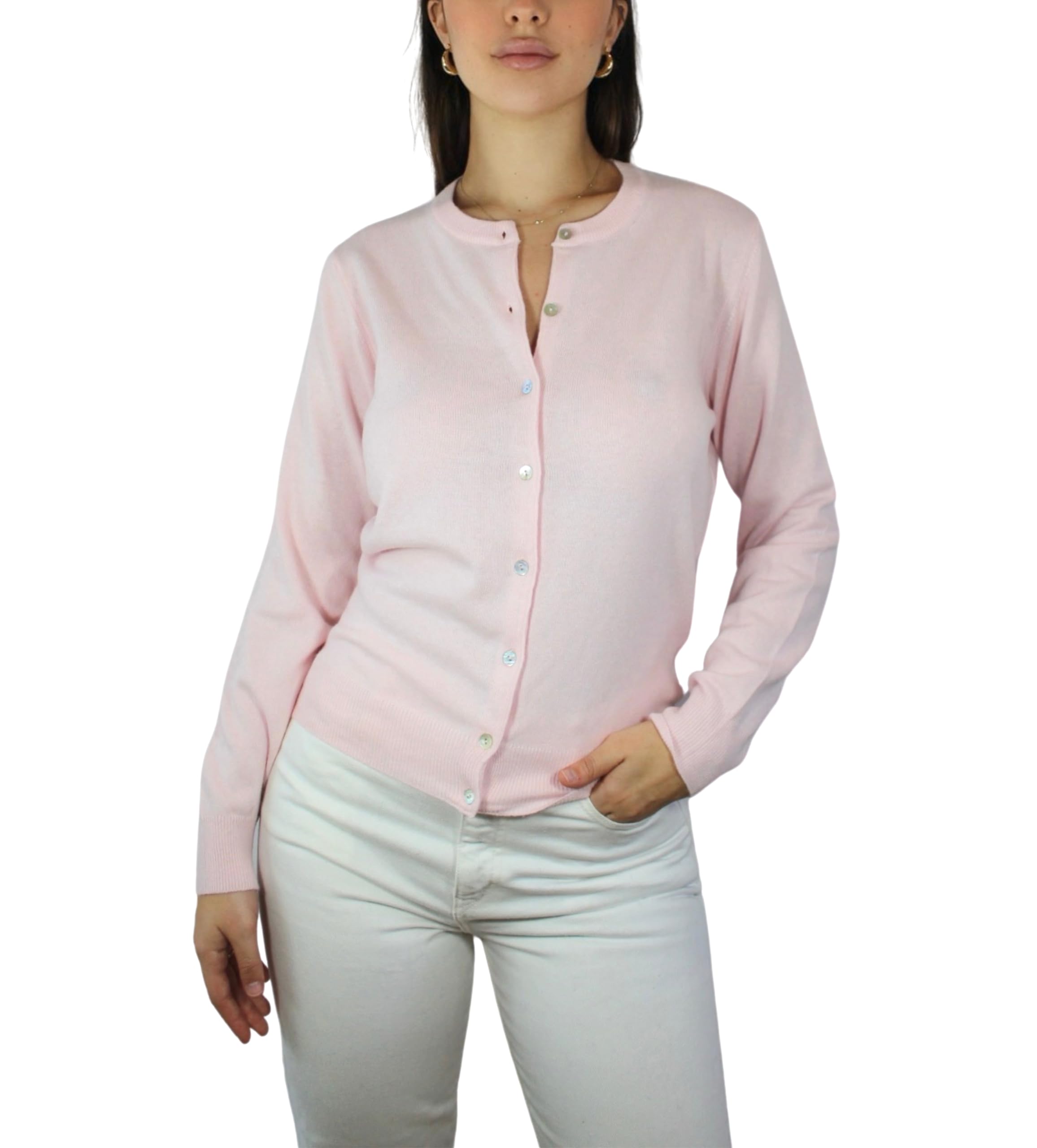 Win's Cashmere Vest for Women - Made in Italy, pale pink, L