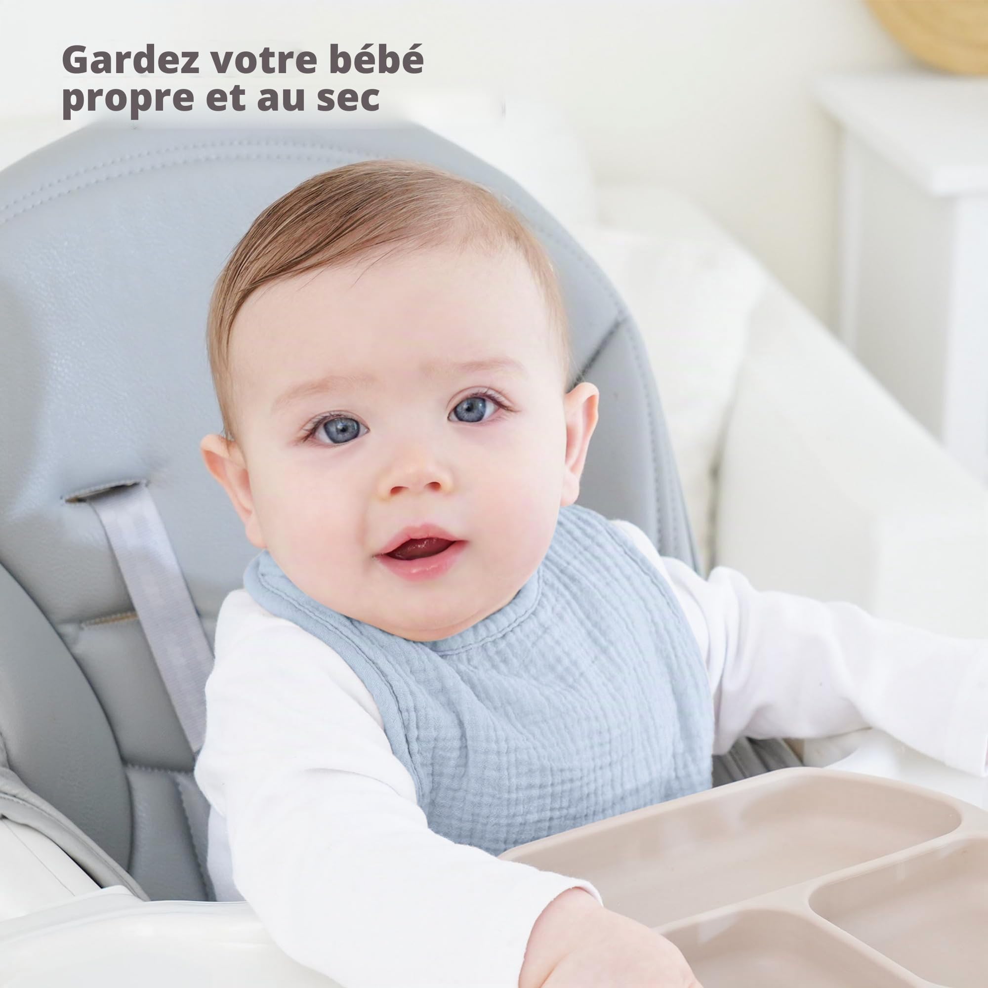 Susurration Bavoirs Bébé Mousseline Foulard, Doux Réglable Carré Bébé Bavoir 6 pack pour Unisexe Fille&Garçon