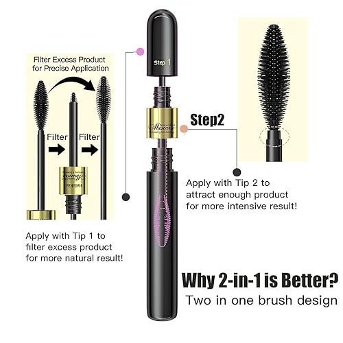 Miniatura 4 de Vibely - Máscara de pestañas de fibra de seda 4D, máscara Vibely, 5 veces más larga, impermeable y lavable, 2 en 1, máscara de pestañas de fibra de