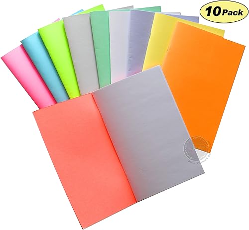 Miniatura 7 de Libros en blanco para la escuela en el hogar, uso para escribir, dibujar, bocetar  Paquete de 10 cuadernos coloridos sin forro en blanco, diarios,