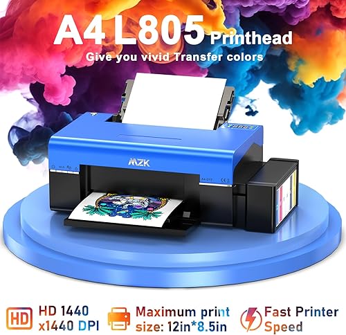 Miniatura 2 de MZK Impresora DTF A4 L805 Máquina de transferencia con sistema de circulación de tinta blanca integrado para camisetas de diferentes telas y