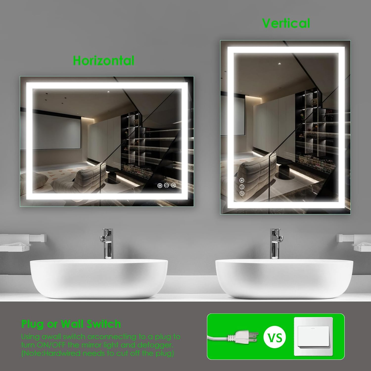 Beelux 28“x 36” LED Bathroom Mirror with Lights, Anti-Fog, Dimmable, Front Lit, Lighted Bathroom Vanity Mirror for Wall, Memory Function, Tempered Glass, Safe to Use, ETL Listed