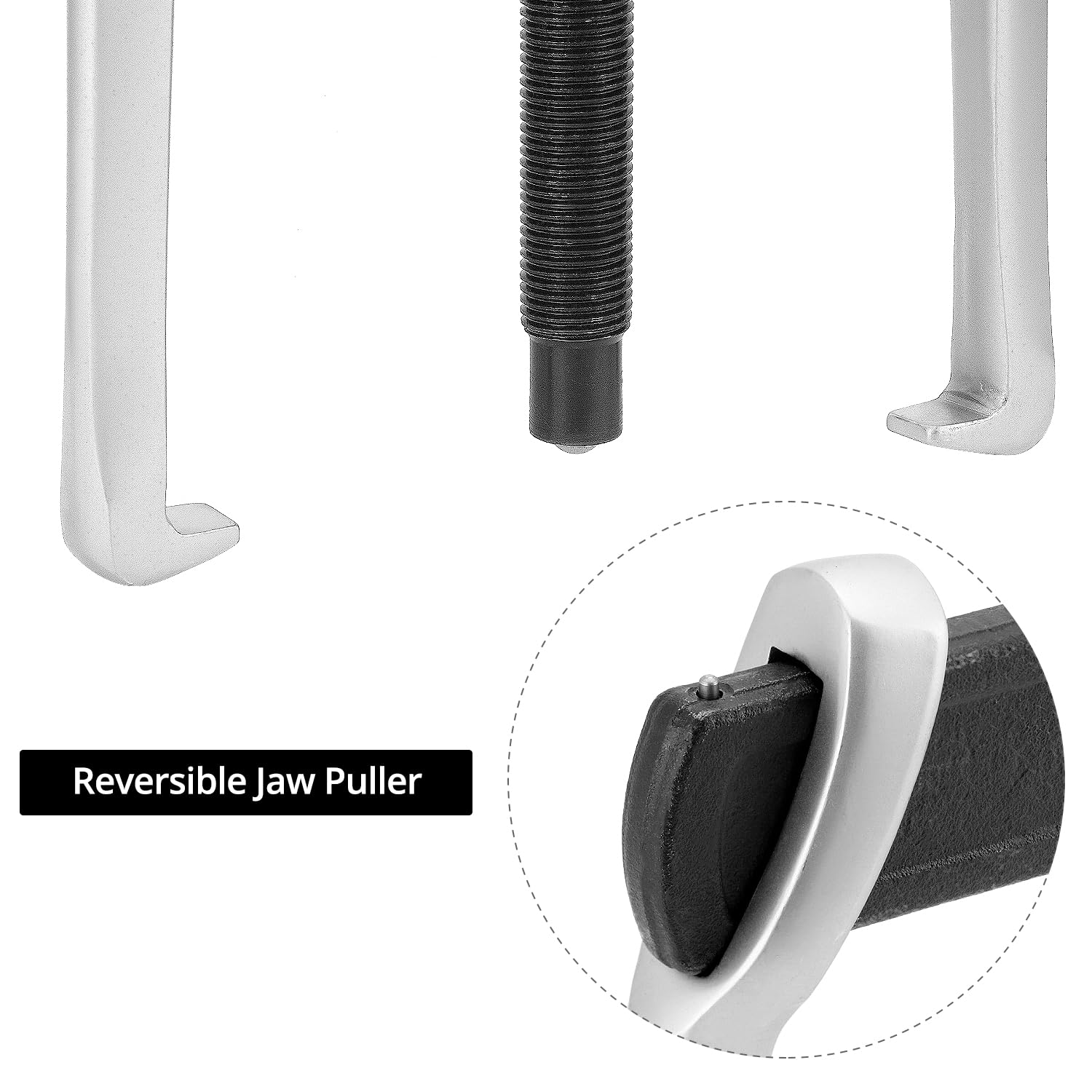 QWORK Extractor de engranajes de 2 mandíbulas de 12 pulgadas, herramienta de extracción ajustable de acero resistente, dispositivo de elevación separado para quitar el rodamiento del volante de la