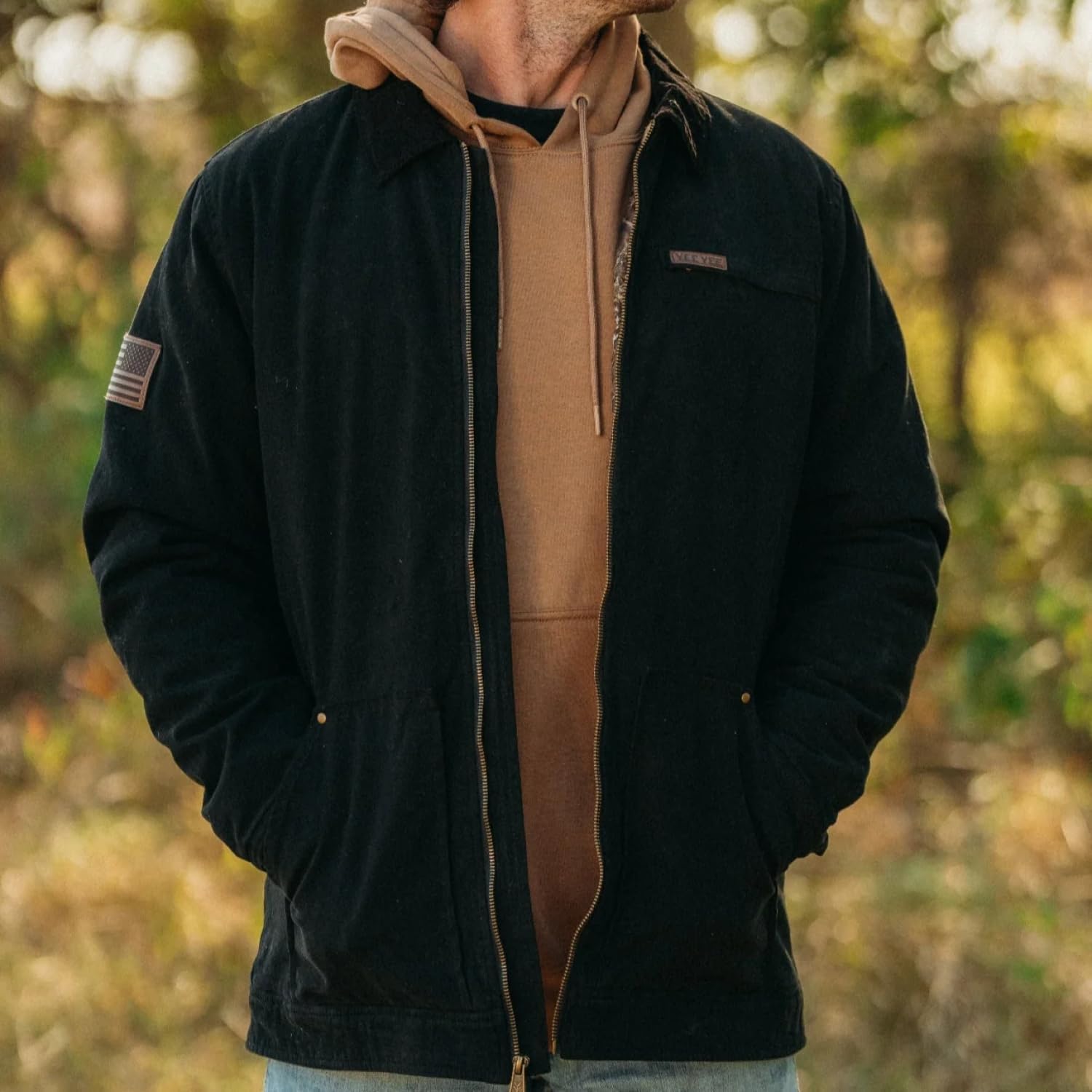 Yee Yee Apparel Super Duty Mens Work Jacket - Lightweight Mens Jacket, Durable & Weather Resistant, Warm Camo Quilted Lining