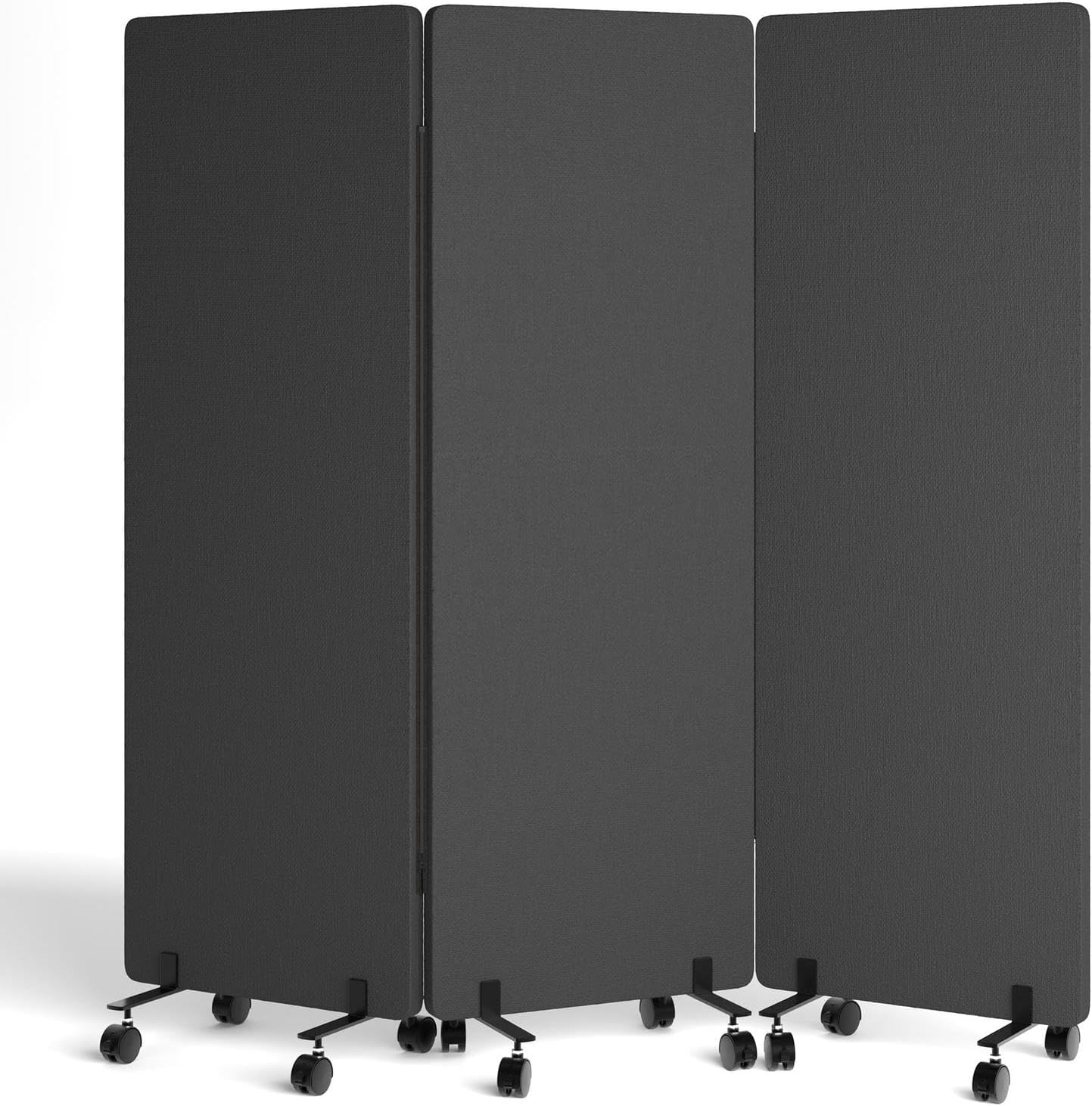 72in 3-Panel Soundproof Room Divider with Wheels, Heavy-Duty Acoustic