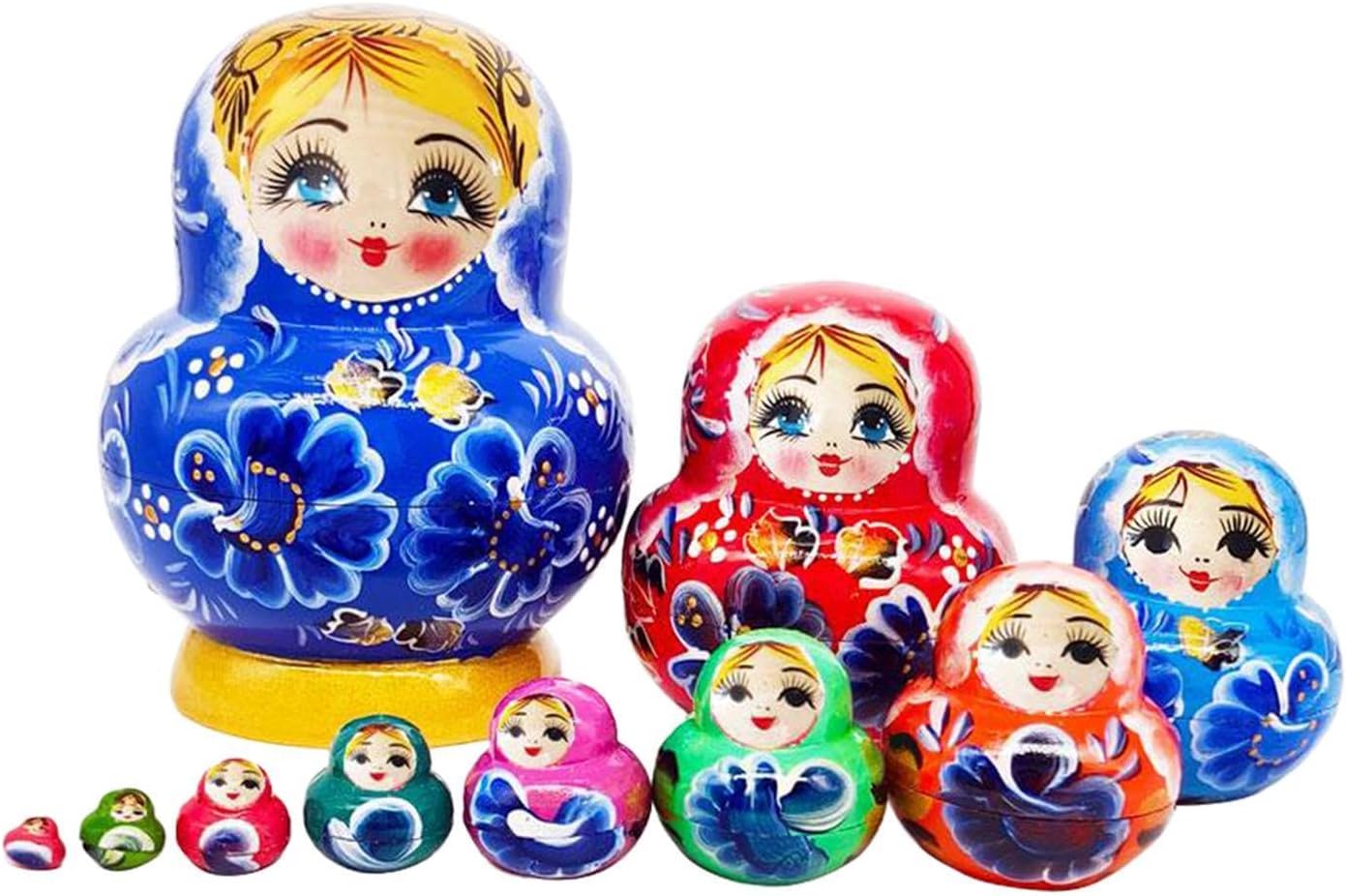 10 Layer Russian Matryoshka Dolls for Collecting and Displaying, Green