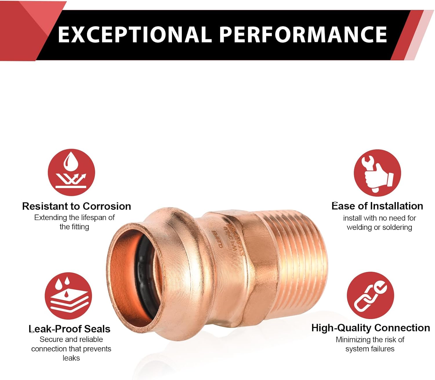 (Pack of 10) EFIELD Press Copper Fittings,3/4-Inch Copper Press x 3/4-inch Male Copper Adapters,(PRESS043)