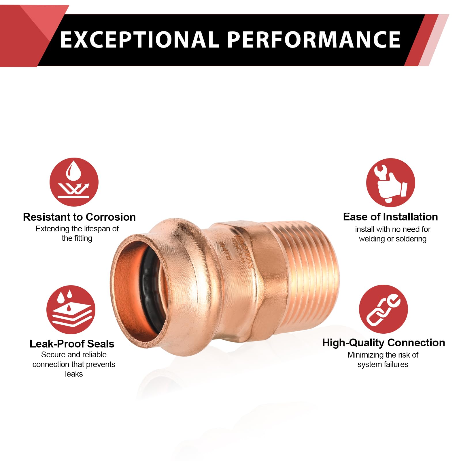 10 adaptadores NPT macho EFIELD de 3/4 pulgadas x 1.9 cm | Para conexión de tubo de cobre, LBP Design-PRESS043 (10)