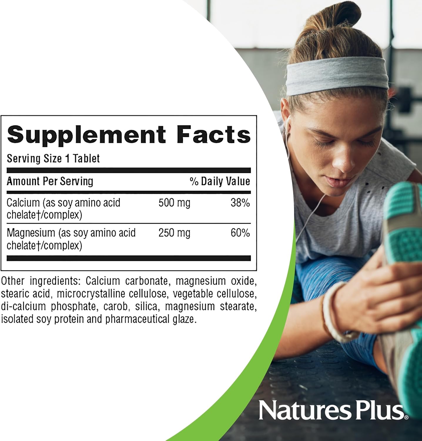 NaturesPlus Cal/Mag - 90 Vegetarian Tablets - 500 mg Calcium & 250 mg Magnesium - 90 Servings