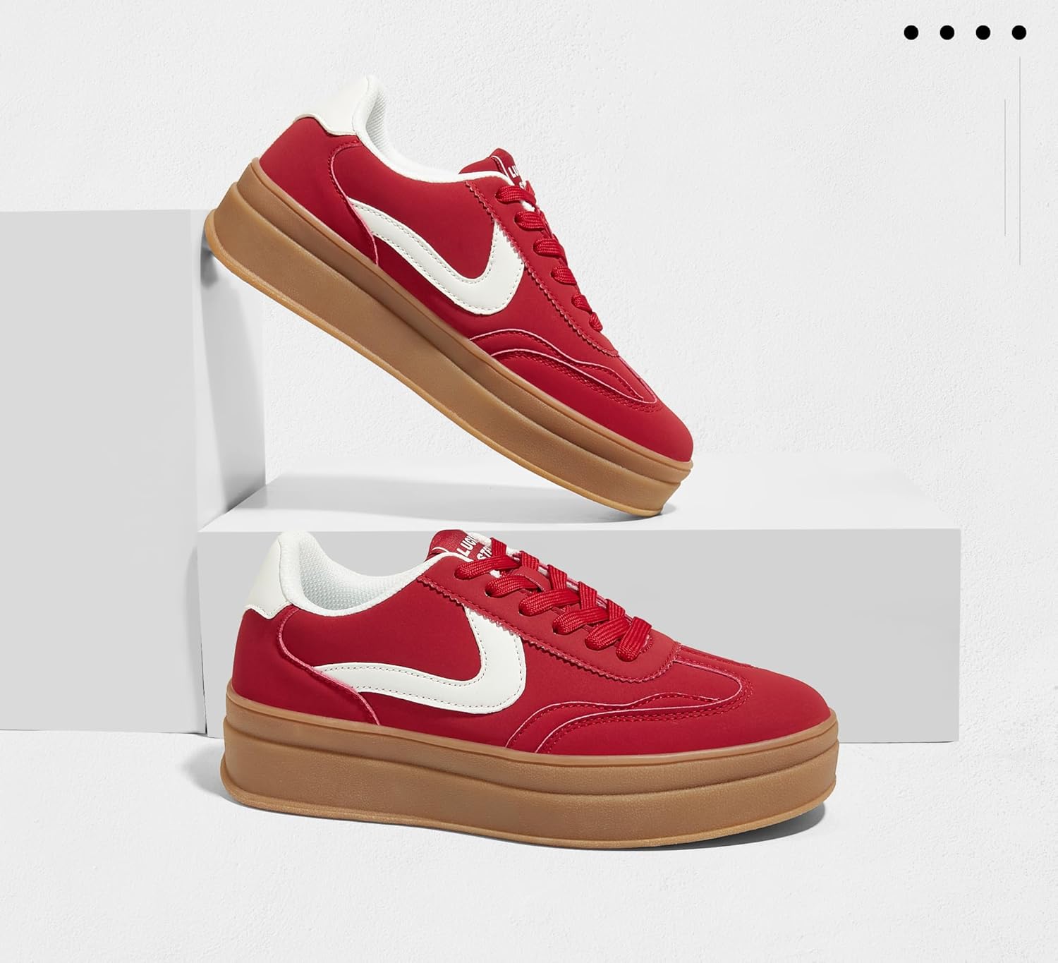 LUCKY STEP Women's Platform Fashion Sneakers Retro Casual Comfortable Walking Shoes Thick Sole Stylish Classic Tennis Trainers - Image 6