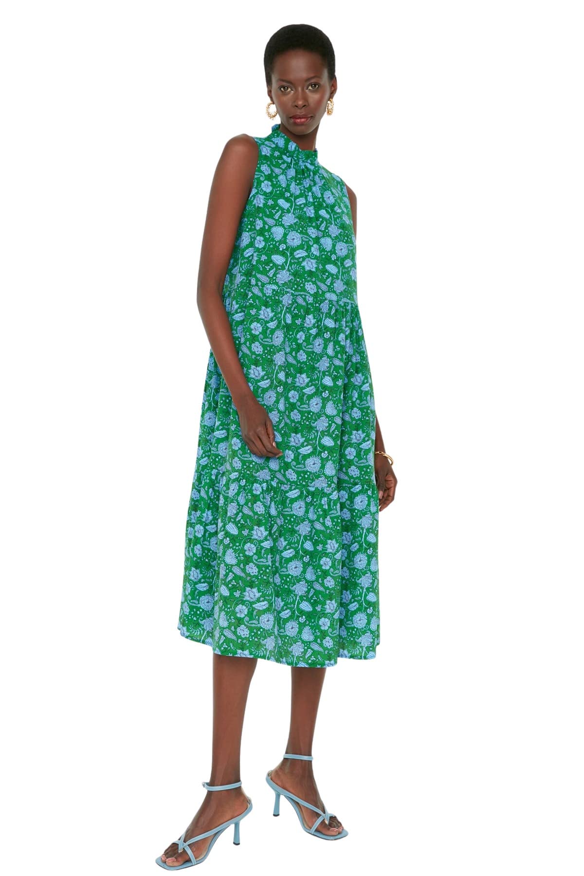 Trendyol FeMan Midi Shift Regular fit Woven Dress,Very Colorful,40