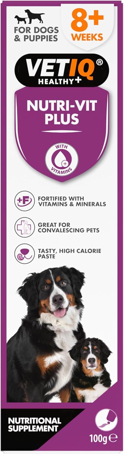 VETIQ Nutri-Vit Plus Vitamin Supplement Paste For Dogs & Puppies, Helps to Provide Extra Energy & Nutrition For Poor Eaters And Support When Off Their Food, 100 g (Pack of 1)