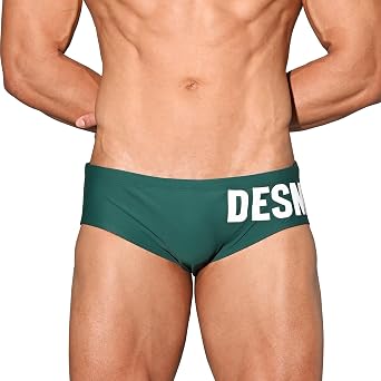 Mens Sleek Letter Print Swimwear Triangle Swim Briefs | Sunbathing, Slim-fit, 3517