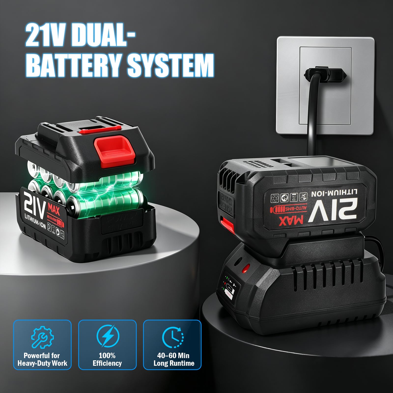 Avvitatore a Impulsi 1000Nm 3-in-1 1/2" con 2 Batterie 4Ah e Caricabatterie | Motore Brushless Silenzioso. Spegnimento Anti-perdita. LED per Aree Buie. 3 Funzioni: Trapano, Avvitatore, Chiave a Impulsi