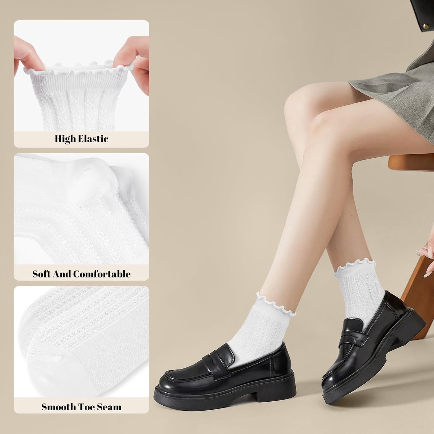 wernies 8 Pairs Ankle Ruffle Socks Woman，Cute Lace Frilly Crew Socks - Image 4