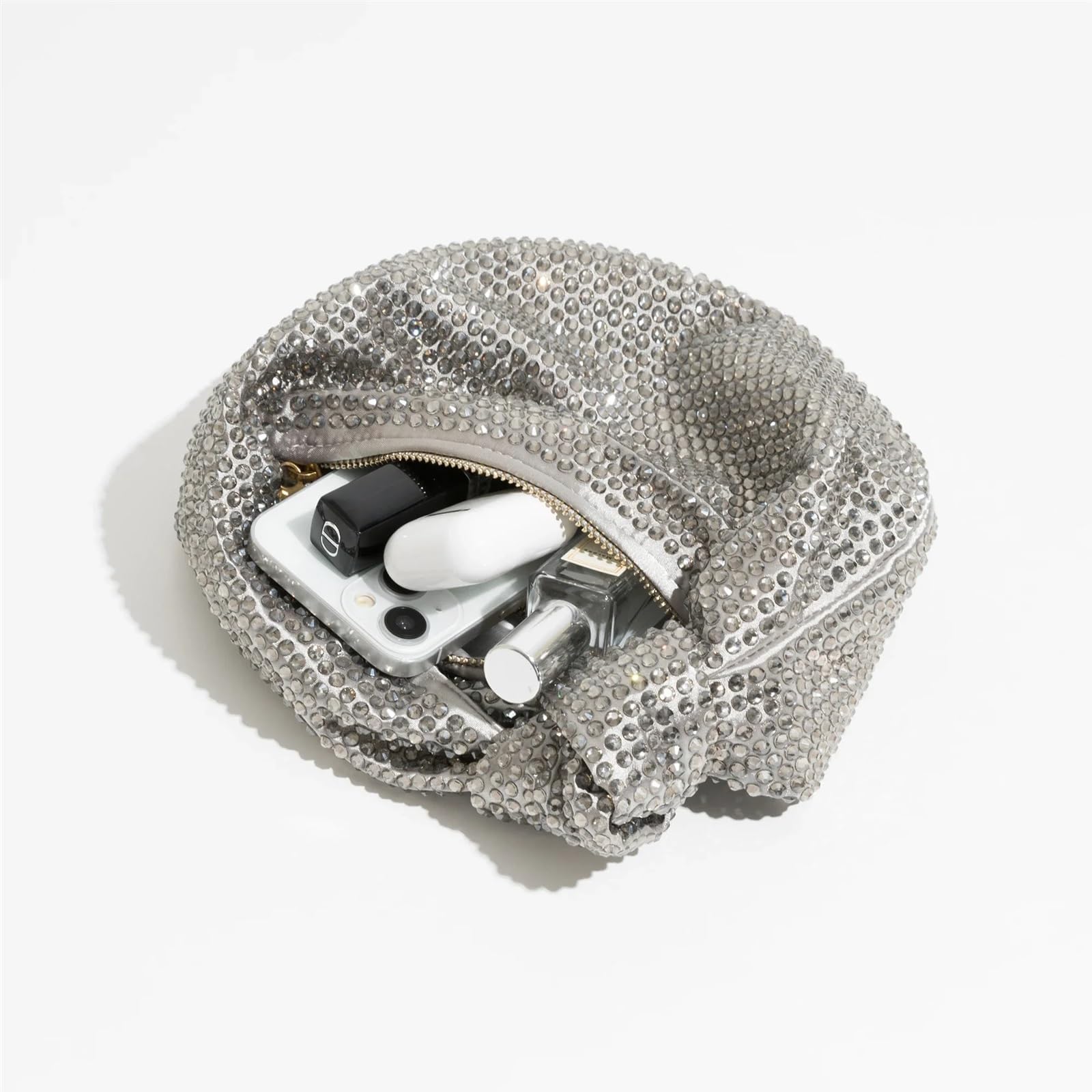 Anna Cecere Bags | Borsa Cerimonia Ovale In Raso Nero E Strass Aca0113 - Foto 6