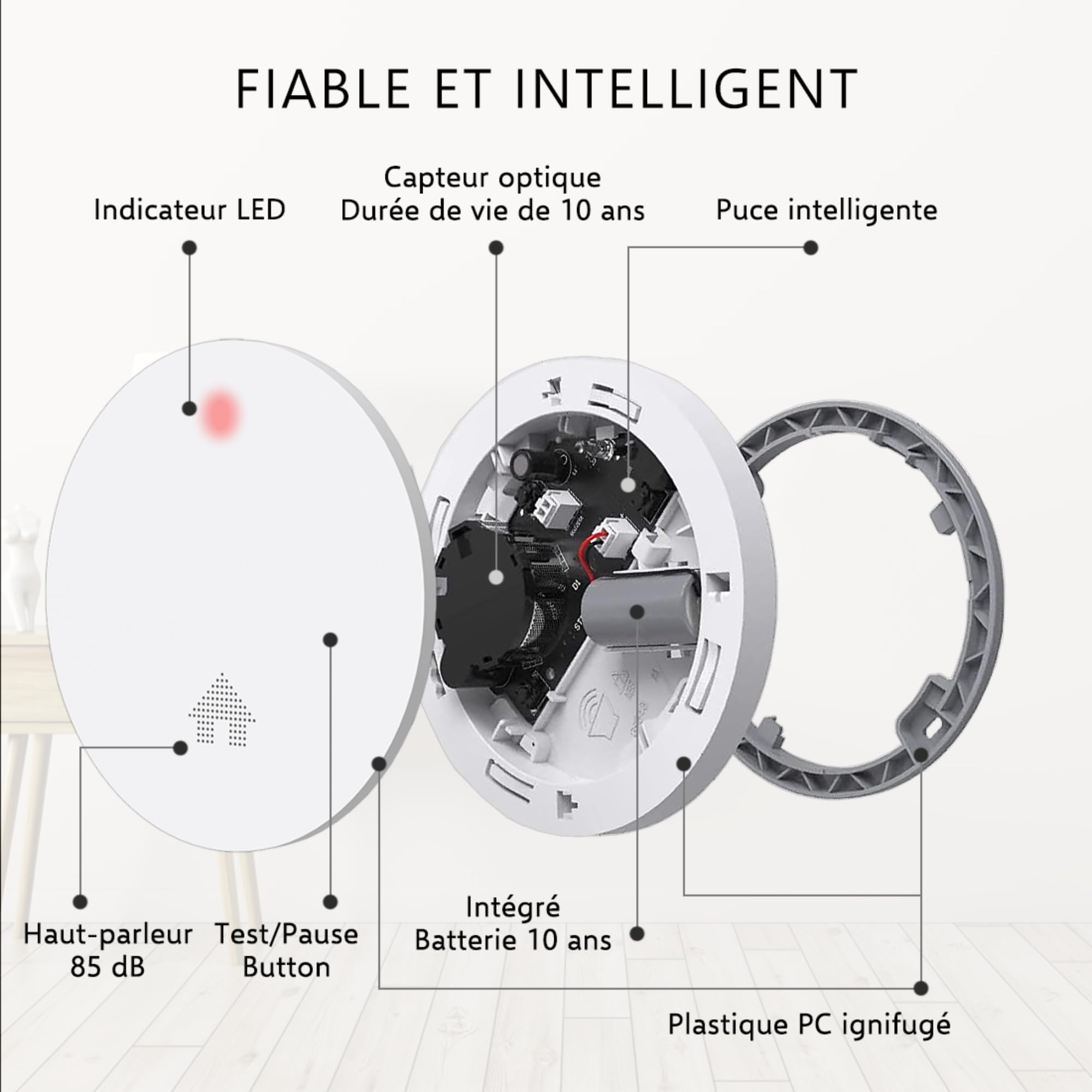 ELRO FF4610 Design-Brandschutz-Kit - 2X Ultraflacher Rauchmelder & Ultraflacher Kohlenmonoxid-Melder mit 10-Jahres-Batterie - Entspricht der europäischen Norm EN14604 und EN50291