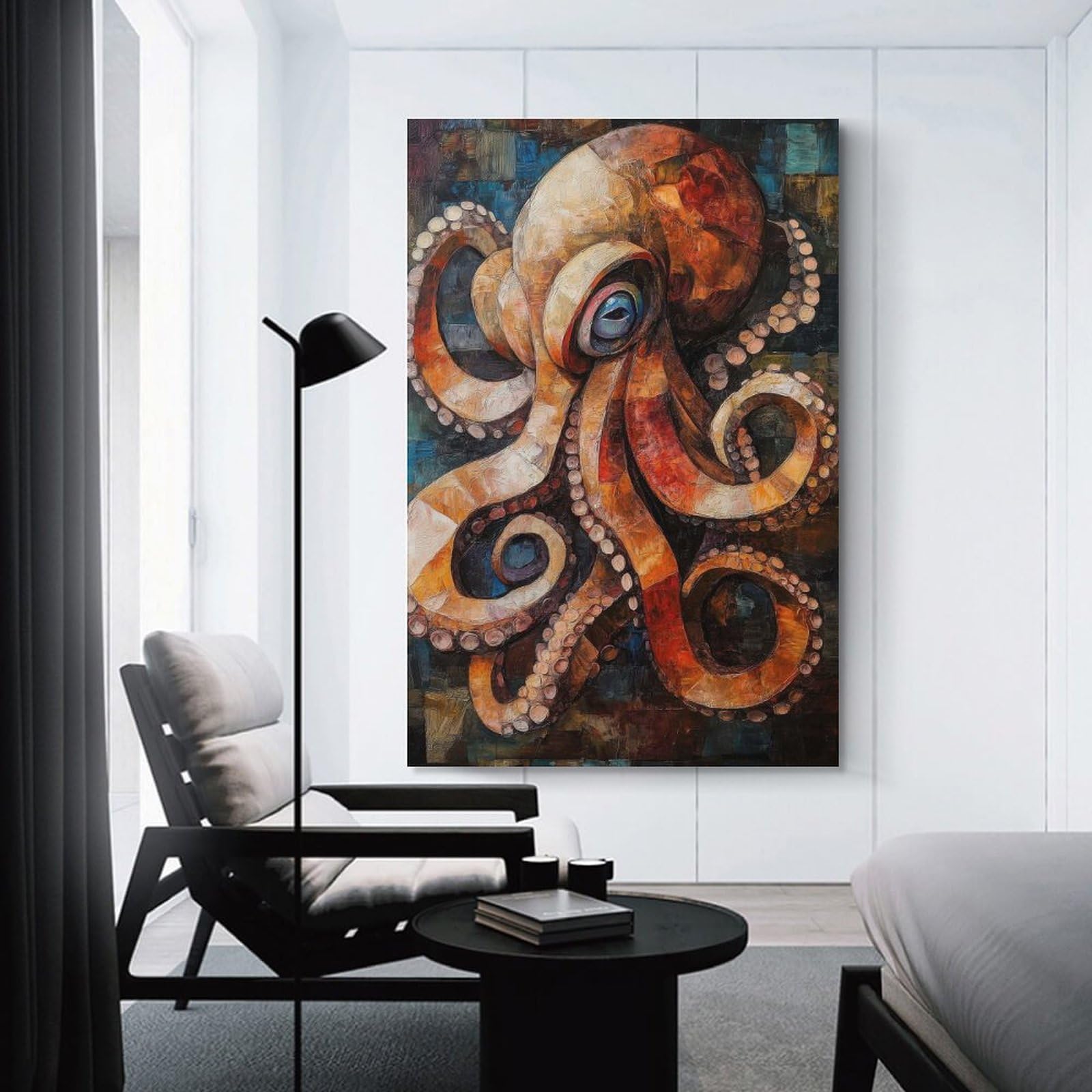 Junmoney Octopus Painting Wall Picture Print 24x36inch(60x90cm), for Lounge Decor, Offices Or Entryway Styling, A Flexible Wall Accent for Shared Spaces