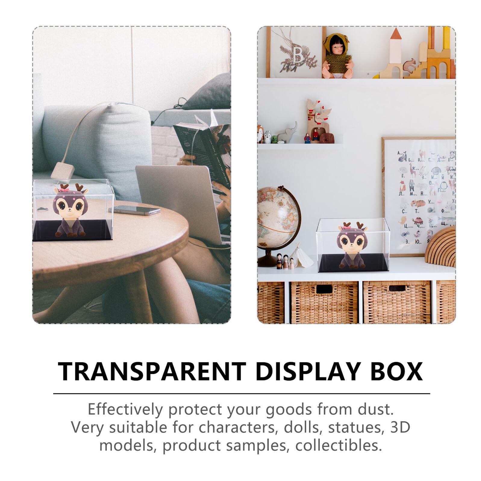 Transparente Acryl Vitrine Staubdichte Display Box mit Schwarzem Boden Robuste Aufbewahrung für Modellautos Sammlerstücke und DIY Mikrolandschaften