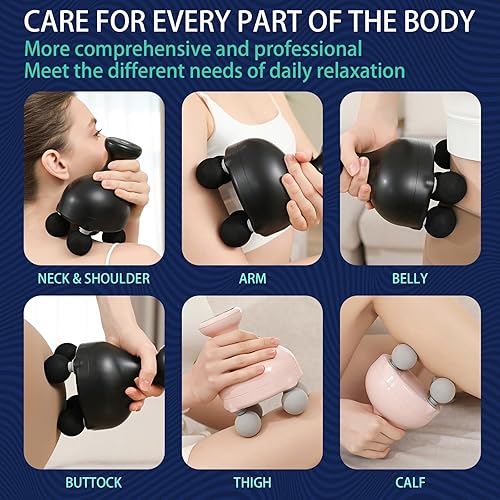 Miniatura 7 de DEITY Masajeador corporal eléctrico de mano de 4 cabezales, masajeador muscular de percusión para aliviar el dolor, regalos perfectos para hombres y