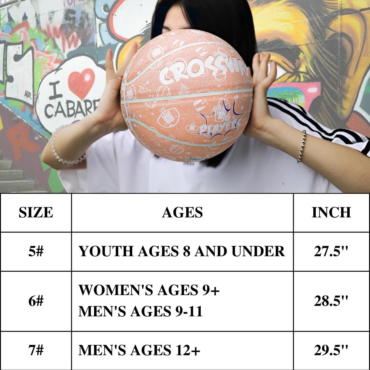 Streetstyle-Basketball mit Luftpumpe und Tasche, Größen 7-6-5, für drinnen und draußen. Feuchtigkeitsabsorbierendes PU-Leder, für Männer, Frauen, Jugendliche, Schüler, Basketballfans und Amateure