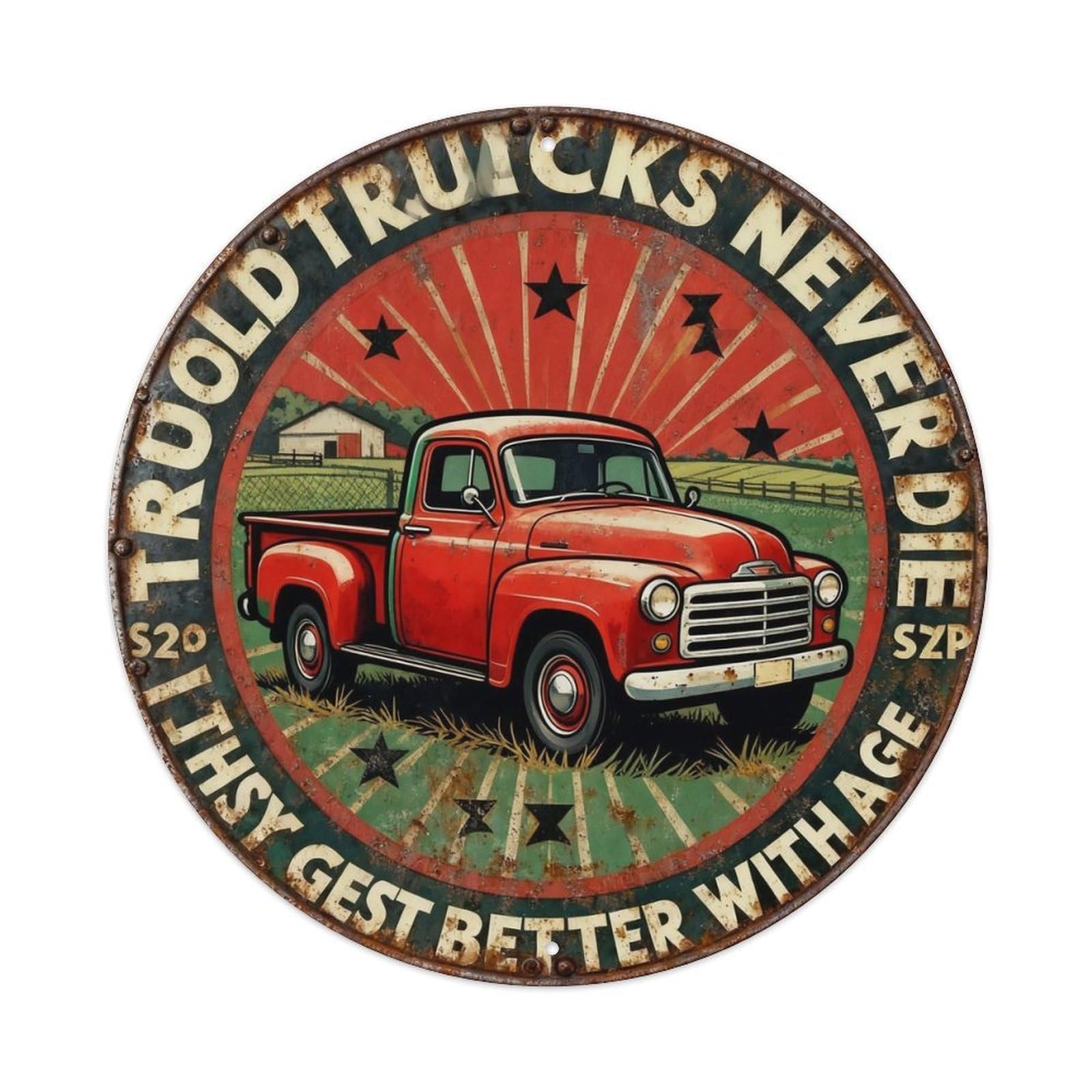 Old Farm Truck Quote Vintage Metal Tin Sign Plaque
