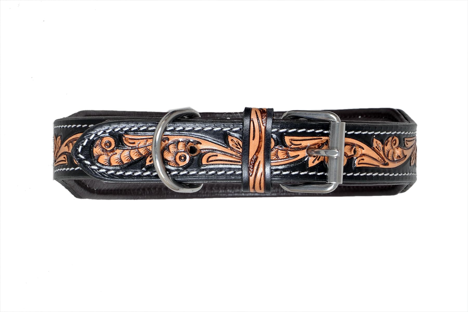 Hundehalsband aus Leder, Größe XS, Western-Stil, strapazierfähig, handgedreht, verstellbar, mit Perlen und gepolstert, weich für Welpen und große Hunde, 10IS013-XS