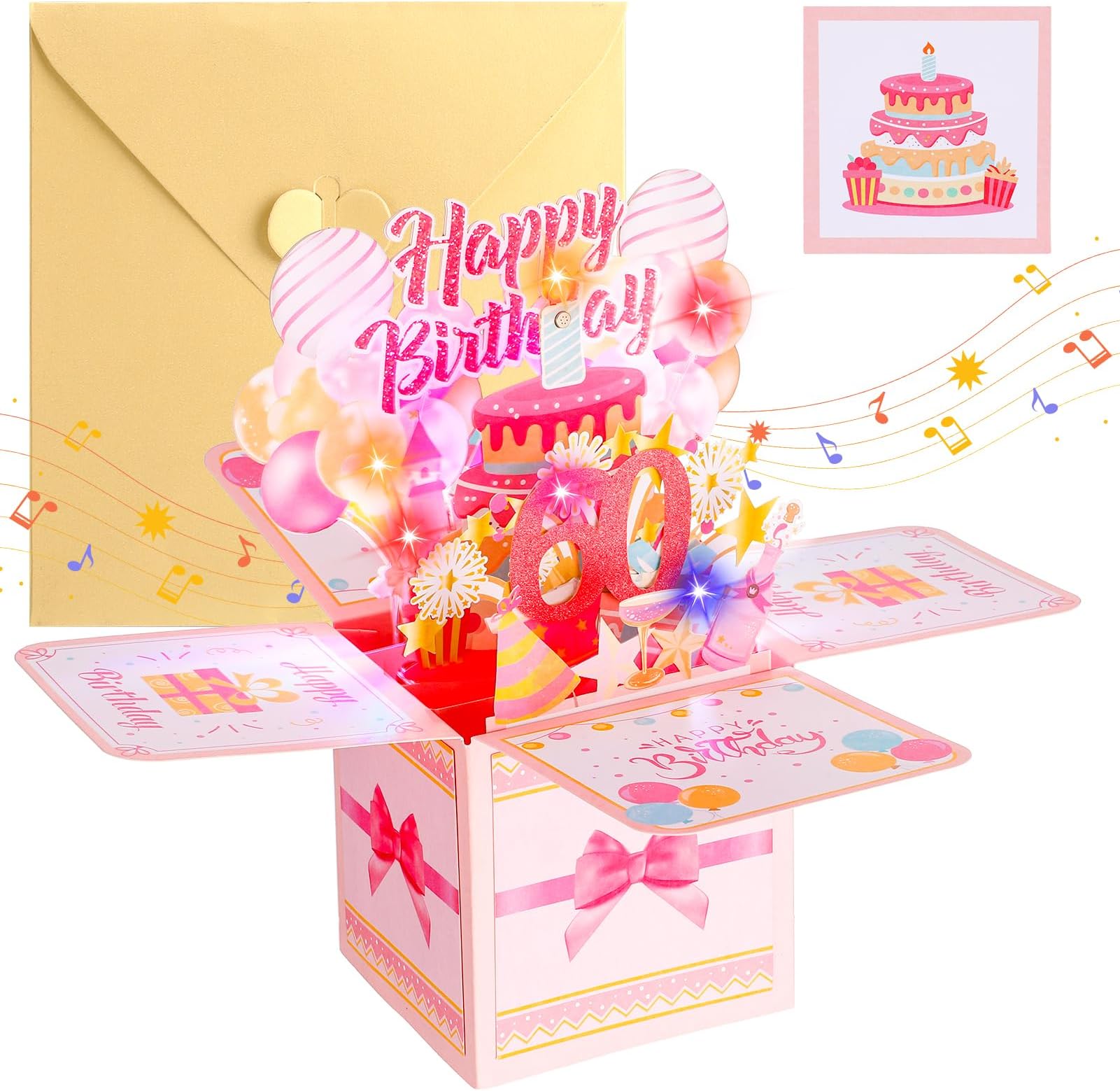 Birthday Cards for Women, Musical 3D Pop up Happy Birthday Card with ...