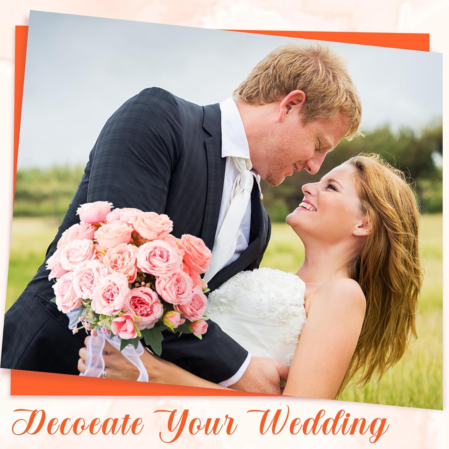 Geosar 8 Bundles Artificial Peonies Flowers Fake Silk Peony Bouquet Faux Peonies Flowers Bulk for Decoration Vase Floral Arrangements Wedding Party Table (Peach Pink,Light Pink) - Image 4