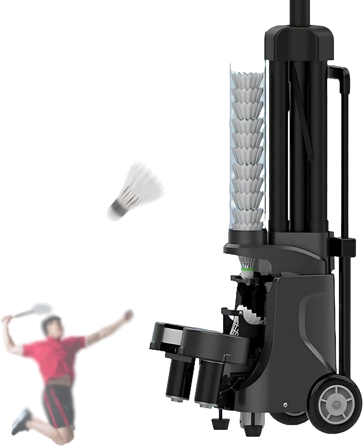 Badminton Shuttlecock Feeding Equipment, Beginner Badminton Practice Machine, Smart App Control, Five Modes are Available, The Serve Height can Reach 7 Meters, Suitable for New, OldBalls